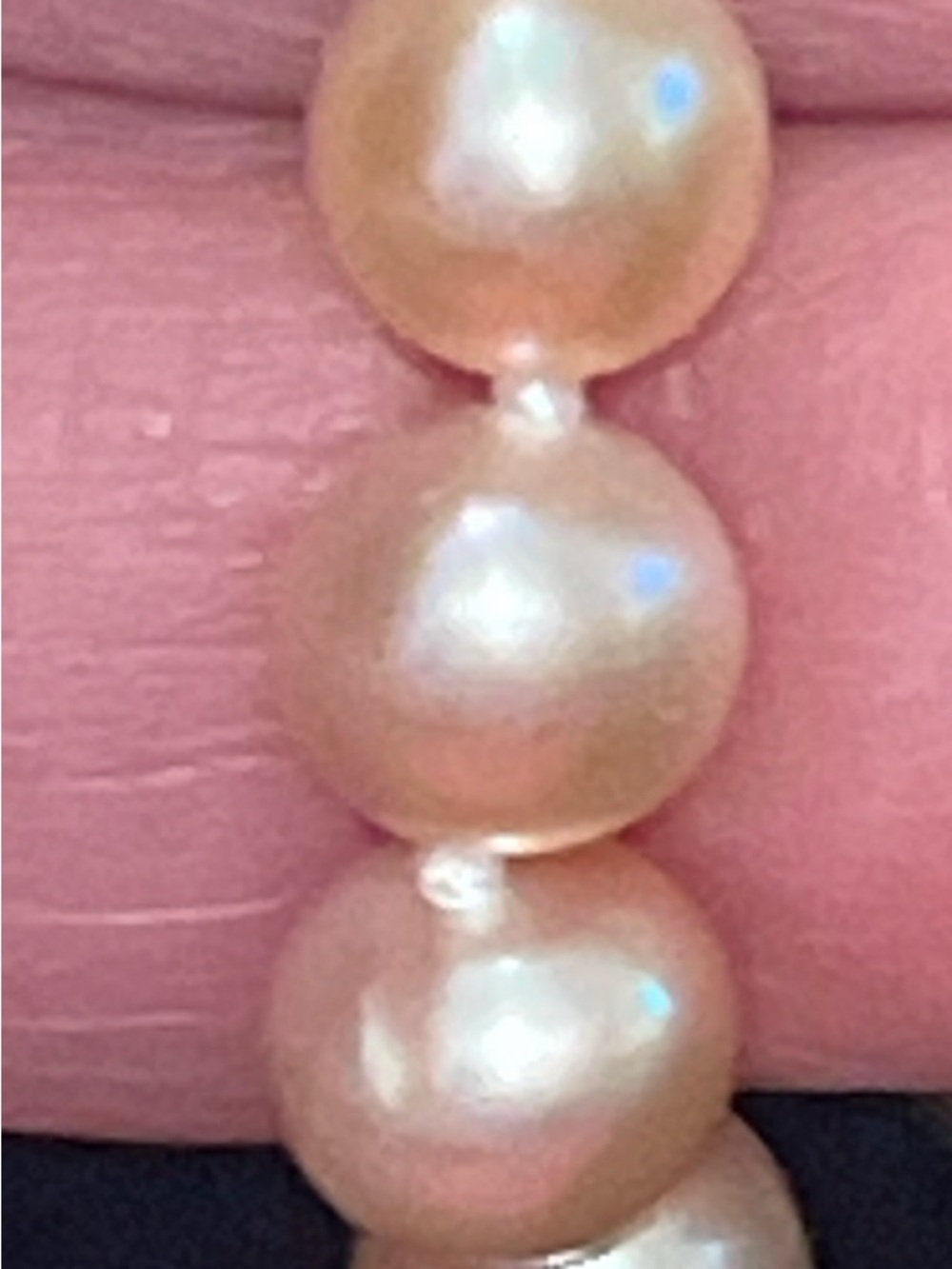 Blush freshwater pearls with a sterling silver clasp